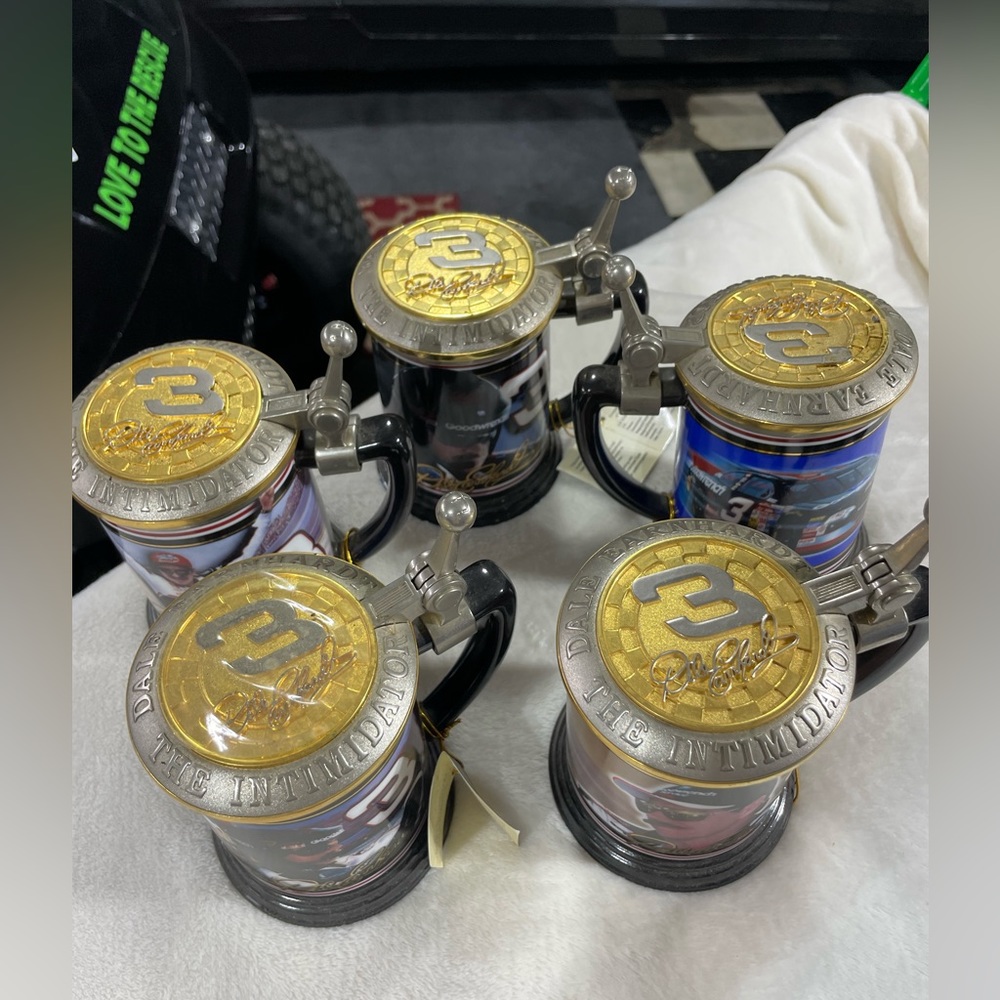 Franklin mint Dale Earnhardt collector tankards. Set of 5